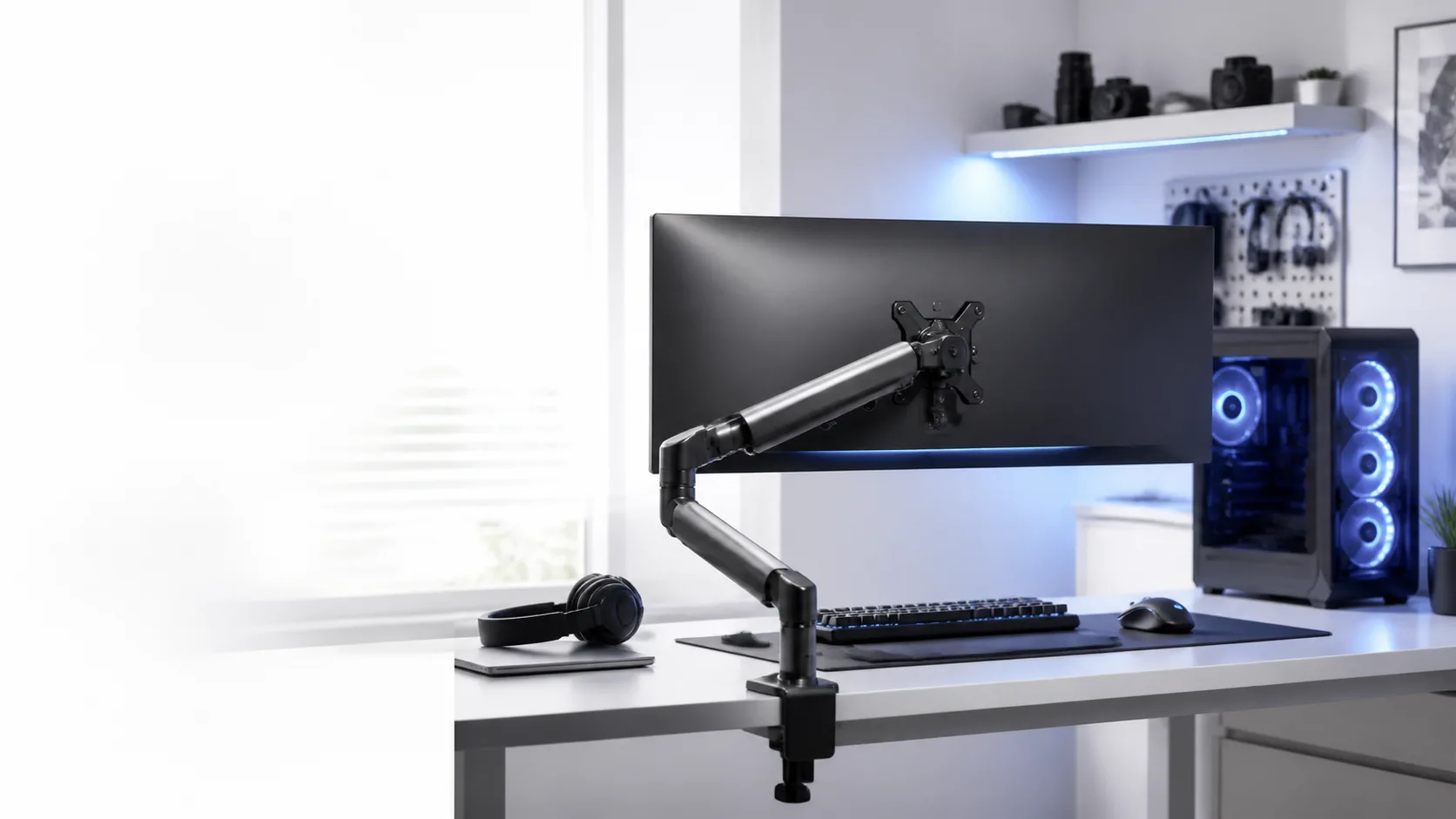 Gaming monitor arm setup